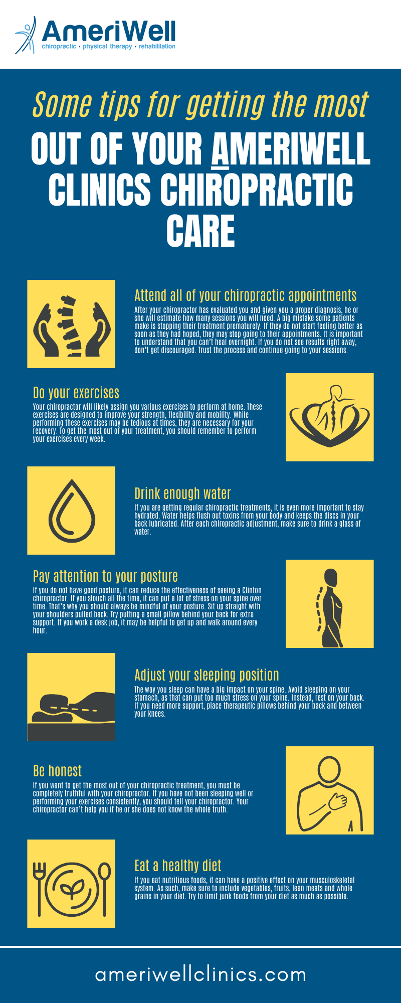 Some tips for getting the most out of your AmeriWell Clinics chiropractic care Infographic